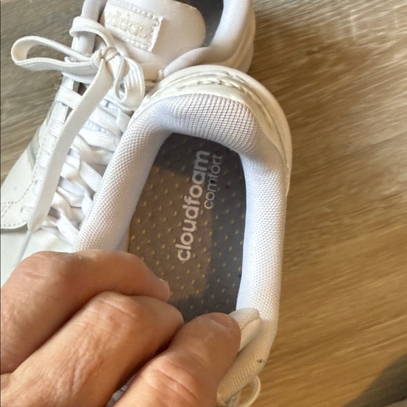 Adidas Women's Cream Athletic Shoes with Subtle Stripes - Picture 5 of 6